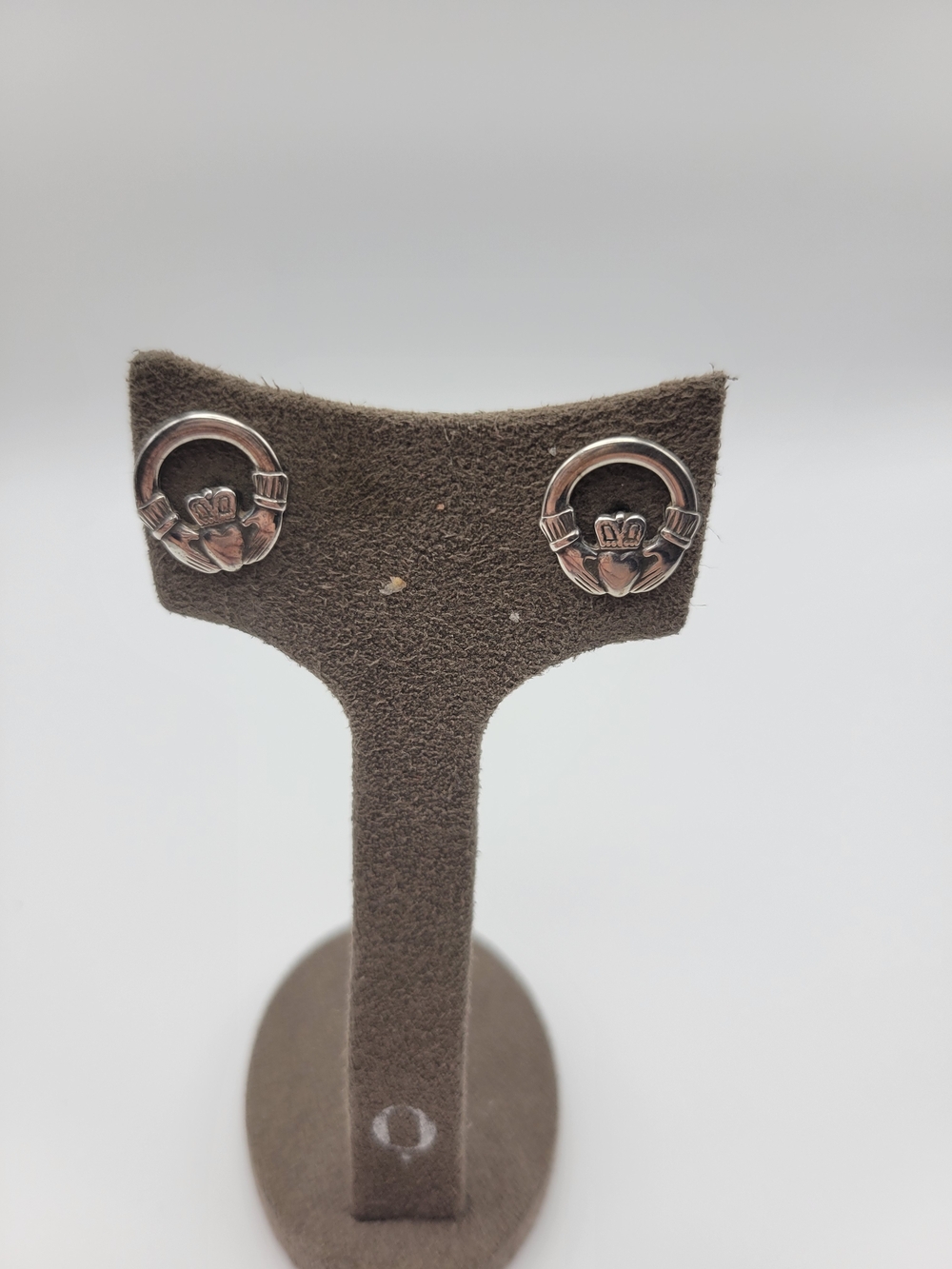 Sterling Silver SD Claddagh Stud Earrings - Silver